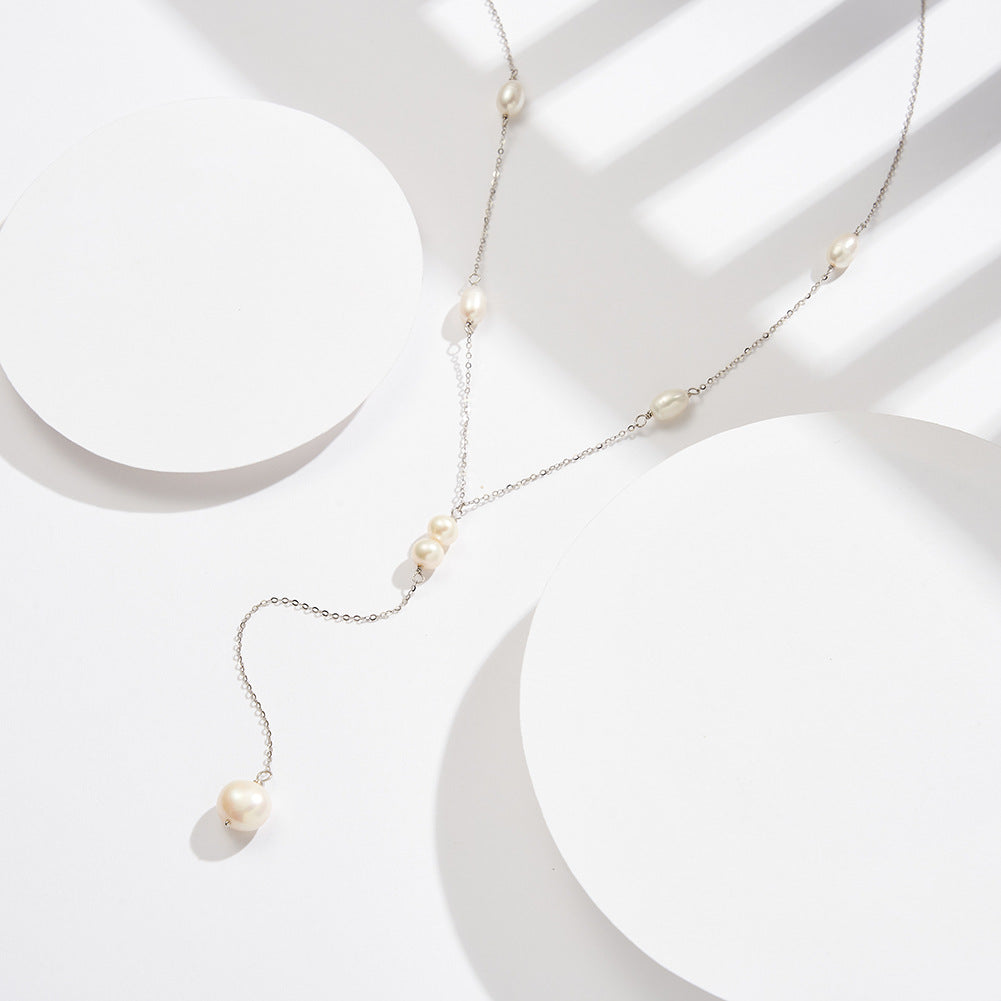 Celestia Baroque Pearl Y Necklace-S925 Sterling Silver