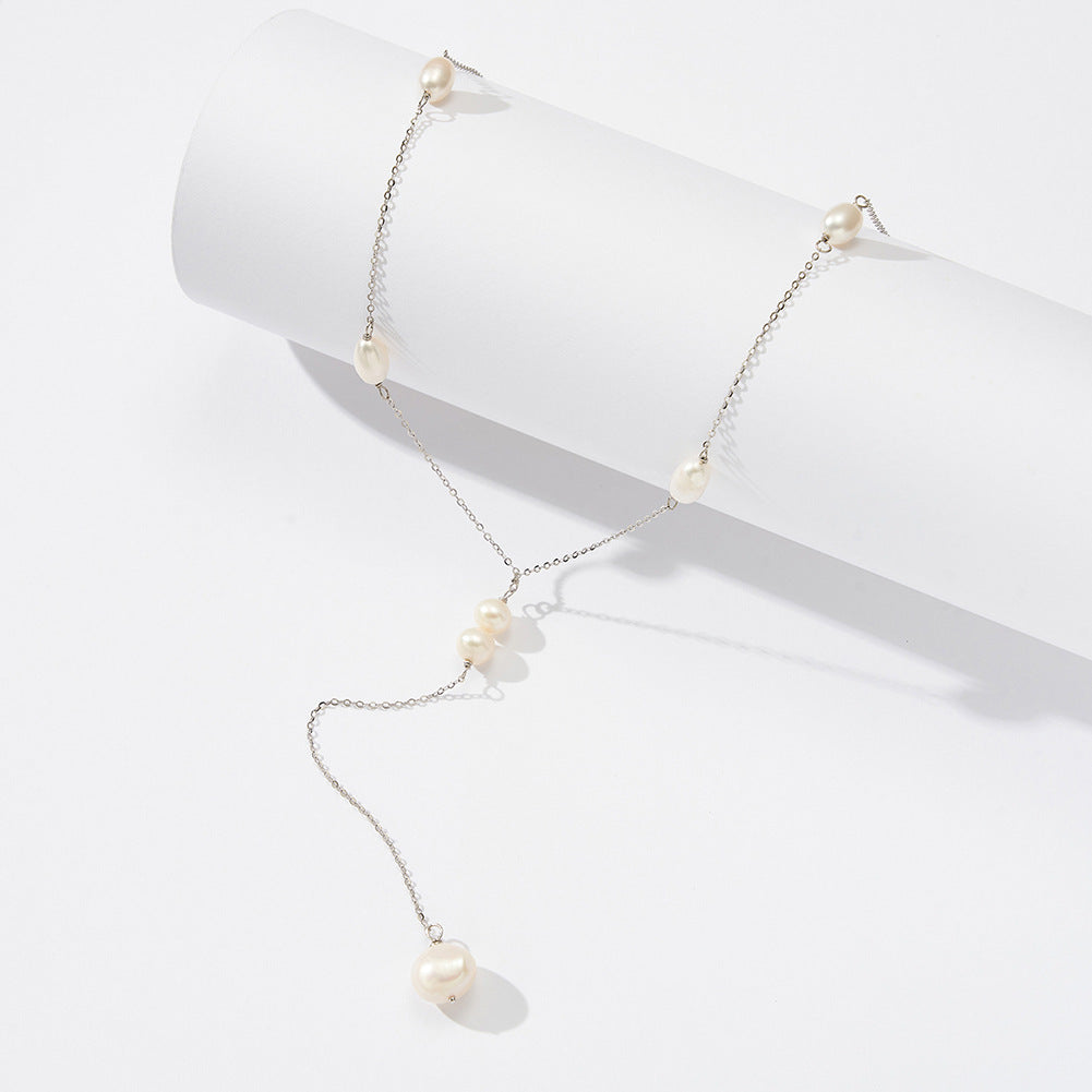 Celestia Baroque Pearl Y Necklace-S925 Sterling Silver