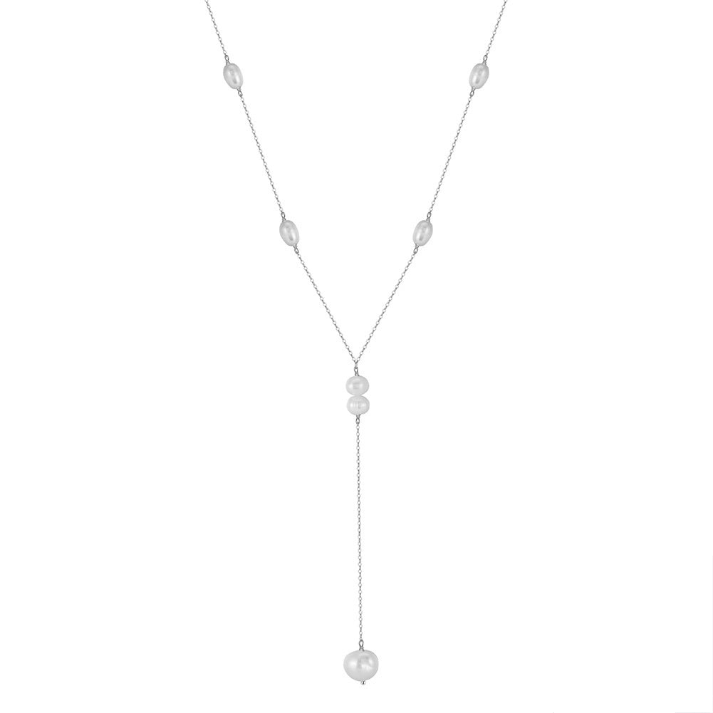 Celestia Baroque Pearl Y Necklace-S925 Sterling Silver