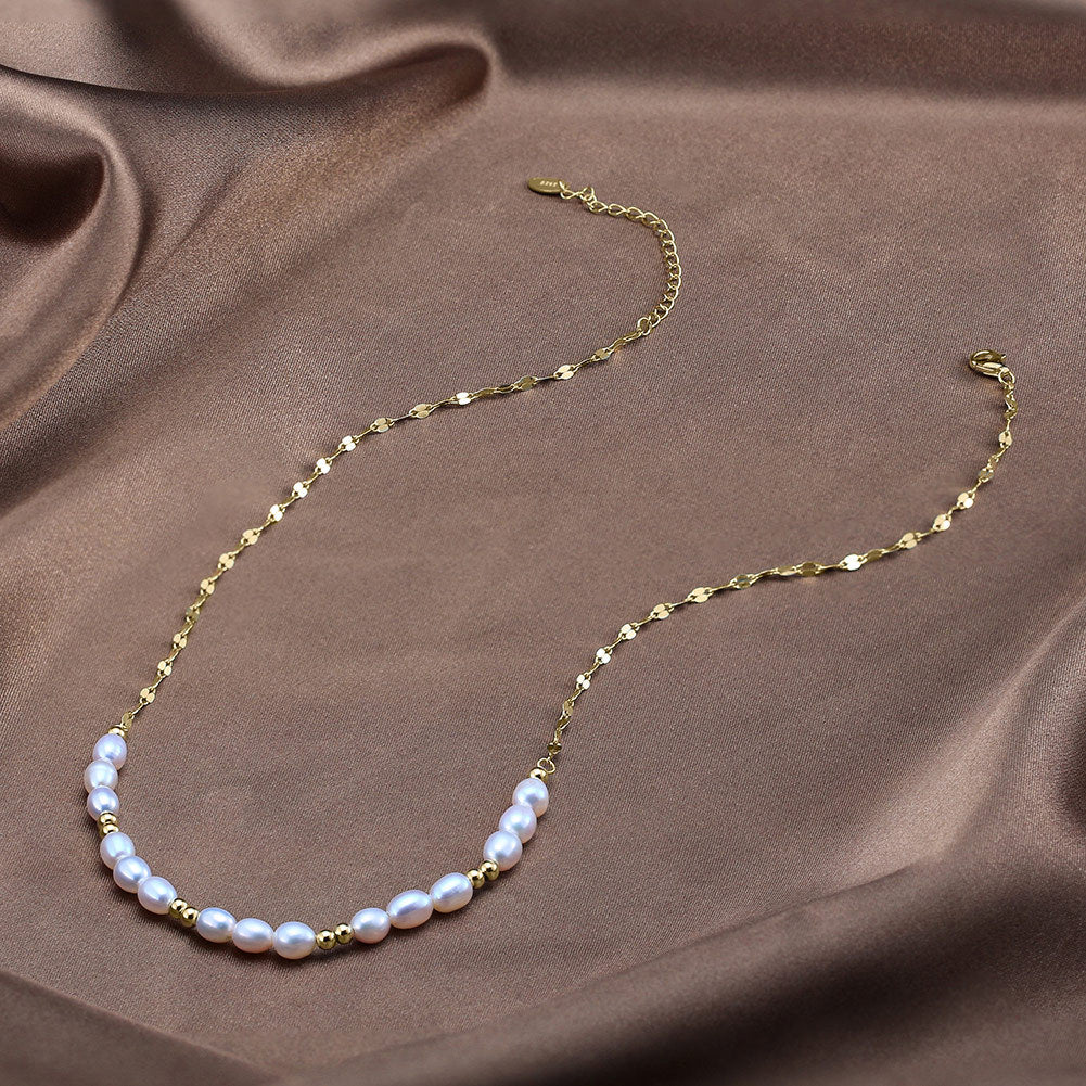 Élise Freshwater Pearl Necklace – S925 Sterling Silver Gold Vermeil