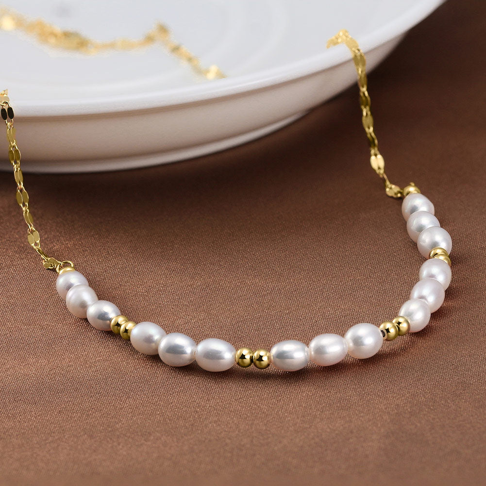Élise Freshwater Pearl Necklace – S925 Sterling Silver Gold Vermeil