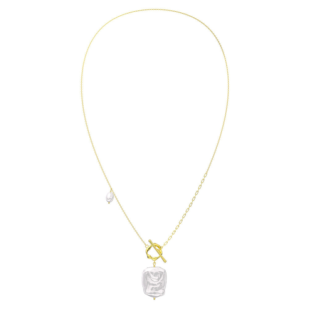 Isadora Baroque Pearl Toggle Necklace-Gold Vermeil S925 Sterling Silver