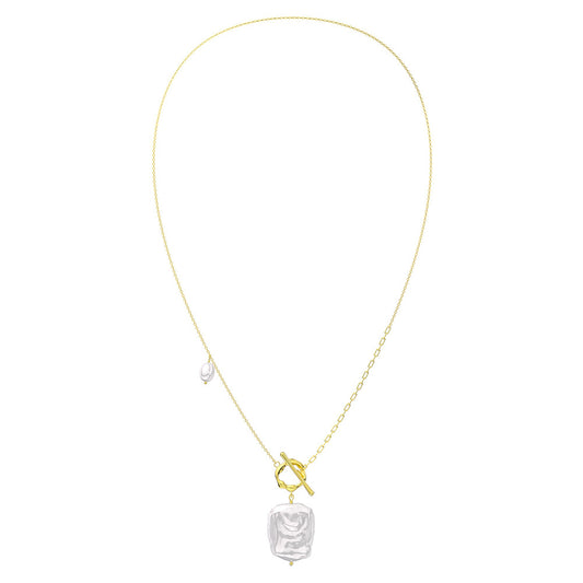 Isadora Baroque Pearl Toggle Necklace-Gold Vermeil S925 Sterling Silver