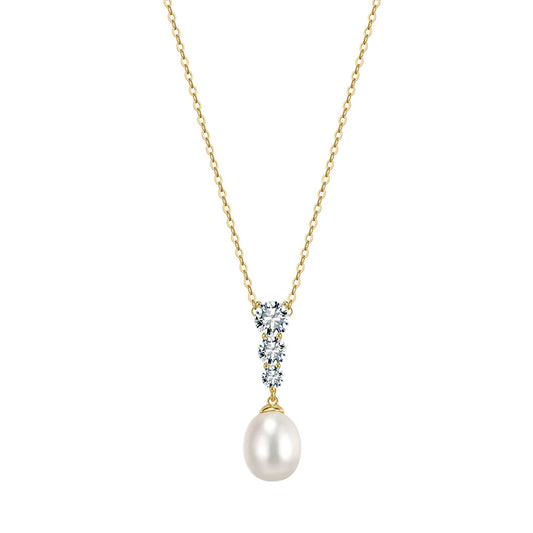 Aurelia Pearl Dewdrop Necklace-S925 Sterling Silver