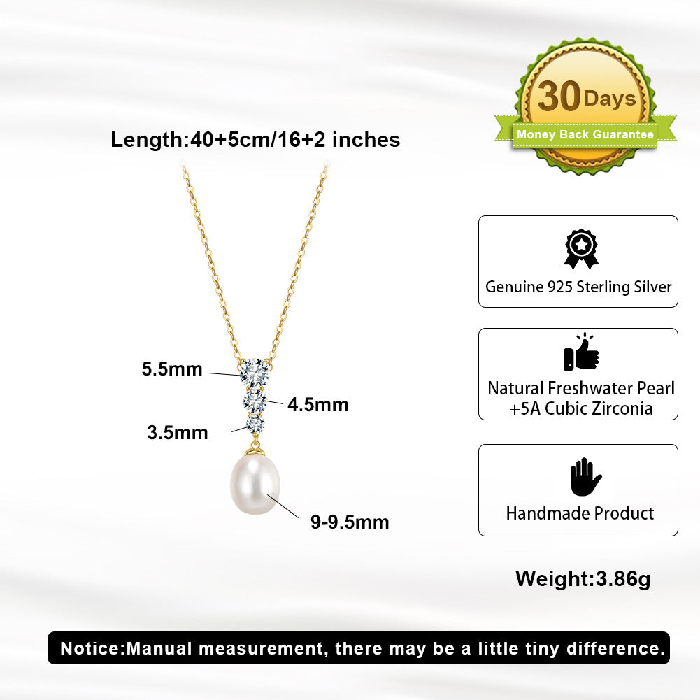 Aurelia Pearl Dewdrop Necklace-S925 Sterling Silver