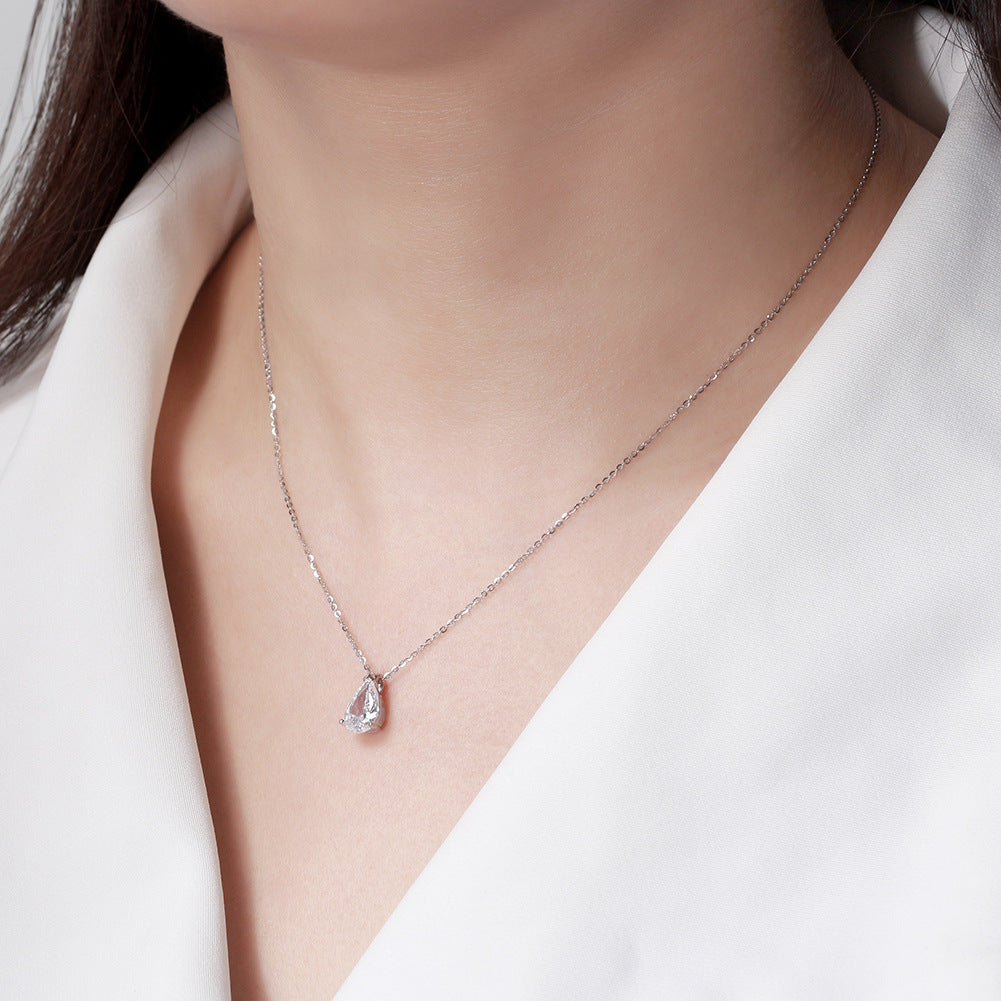 Luna Drop Zircon Necklace-S925 Sterling Silver