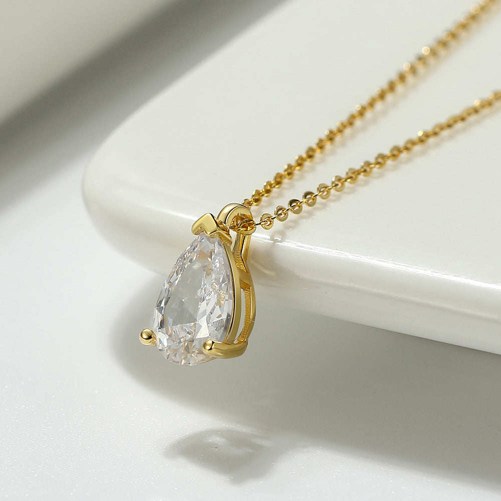 Luna Drop Zircon Necklace-S925 Sterling Silver
