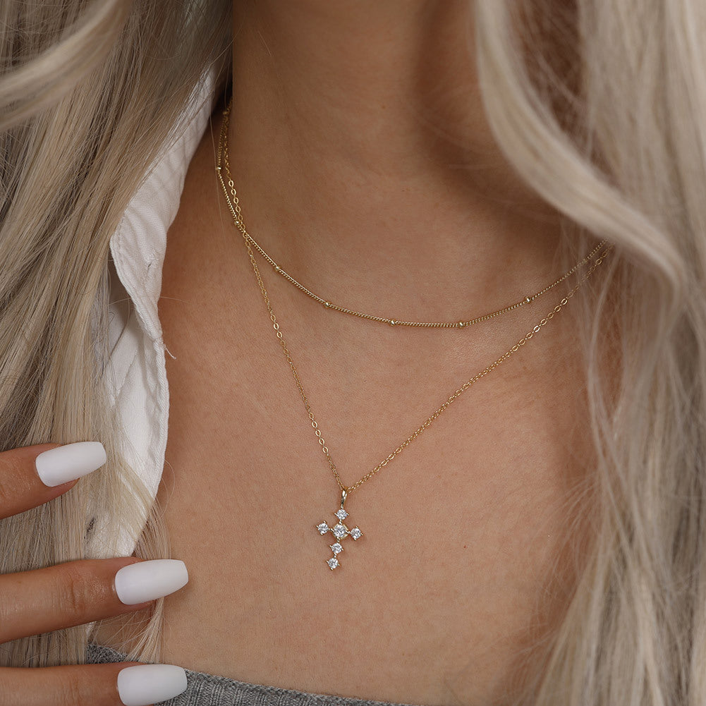 Celestia Cross Choker Necklace-S925 Sterling Silver