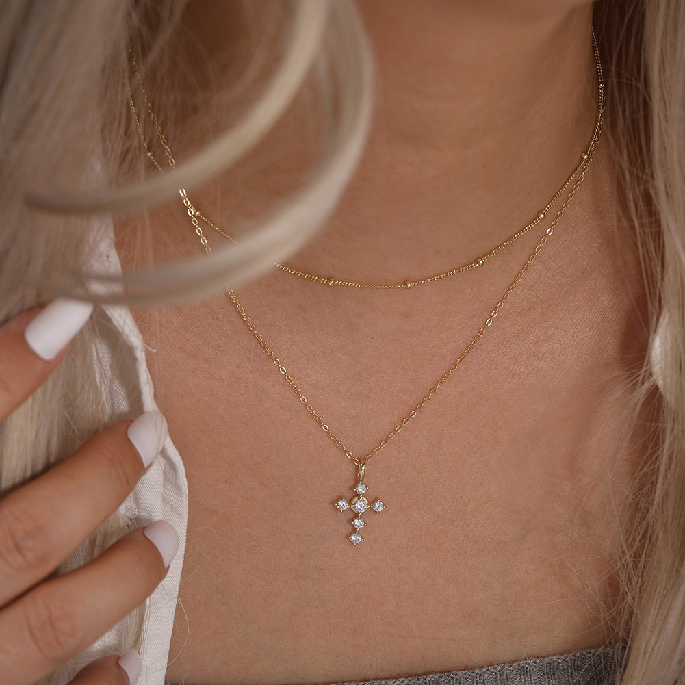 Celestia Cross Choker Necklace-S925 Sterling Silver