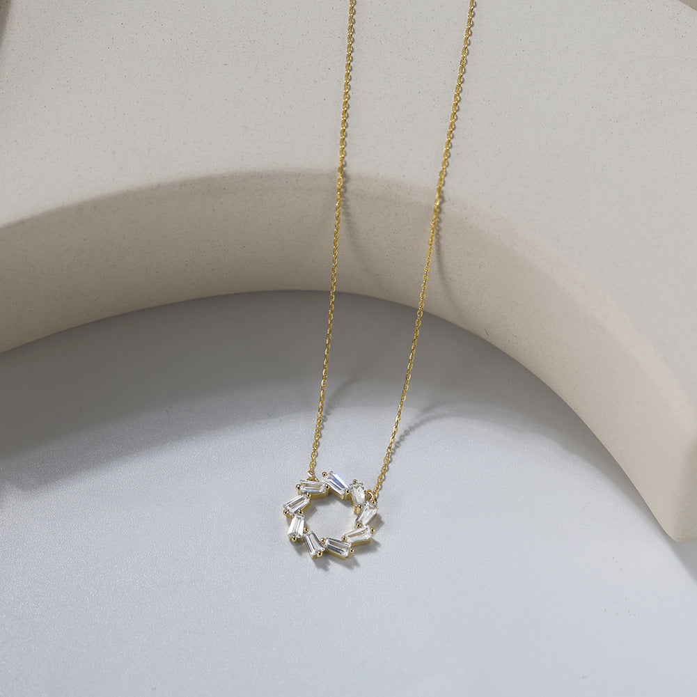 Eterna Halo Zircon Necklace-S925 Sterling Silver