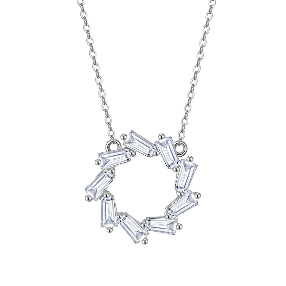 Eterna Halo Zircon Necklace-S925 Sterling Silver