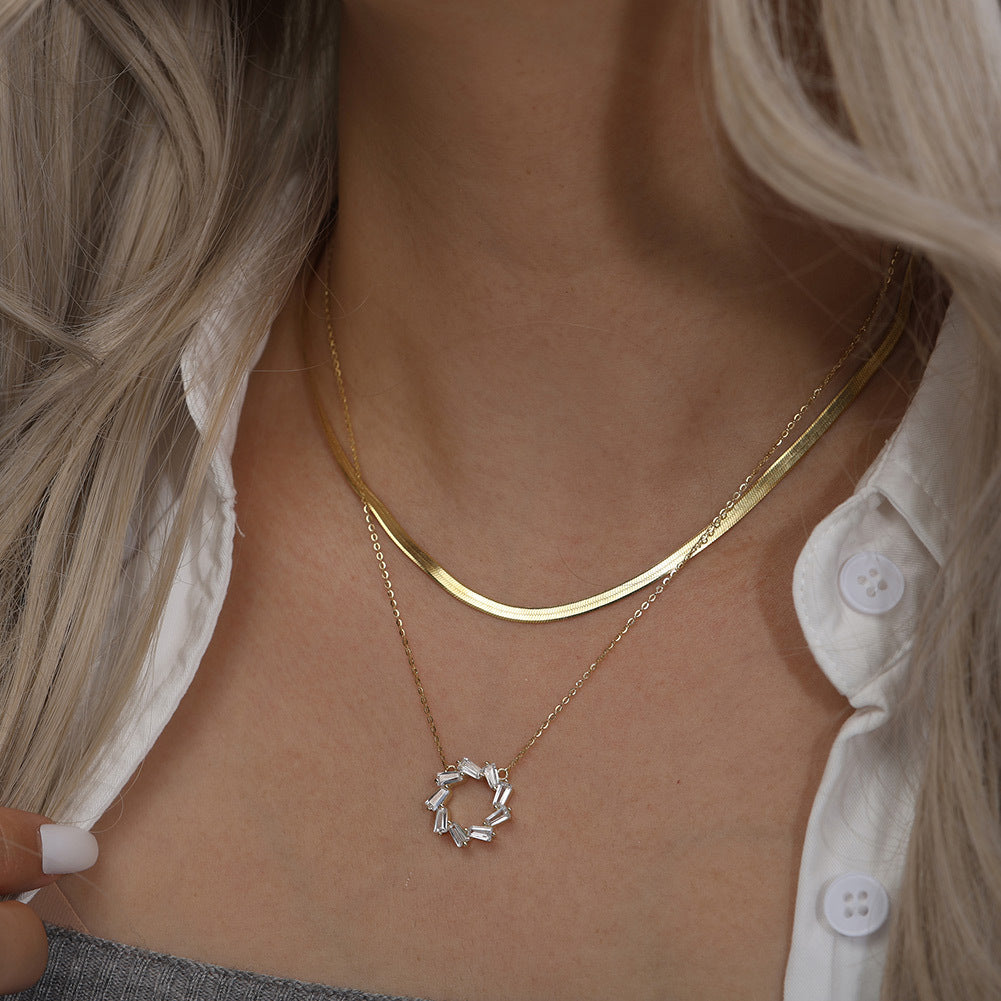 Eterna Halo Zircon Necklace-S925 Sterling Silver