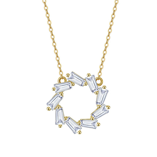 Eterna Halo Zircon Necklace-S925 Sterling Silver