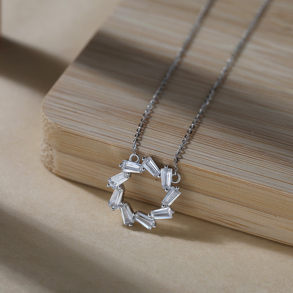 Eterna Halo Zircon Necklace-S925 Sterling Silver