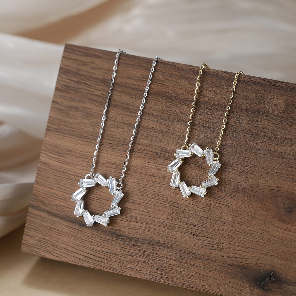 Eterna Halo Zircon Necklace-S925 Sterling Silver