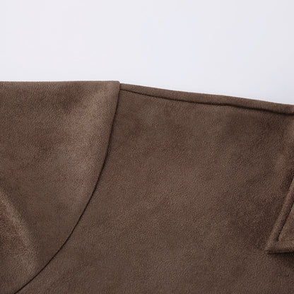 Vintage Brown Suede Lapel Relaxed Jacket