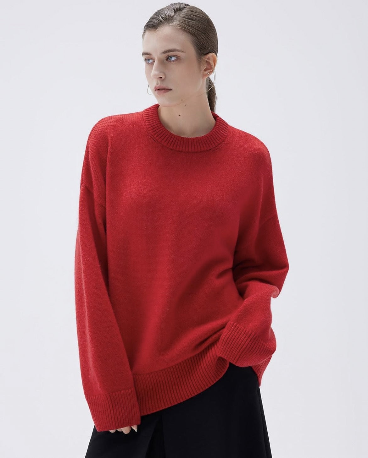 Adiffu Commuter-friendly Casual Solid-color Crew-neck Knitted Sweater