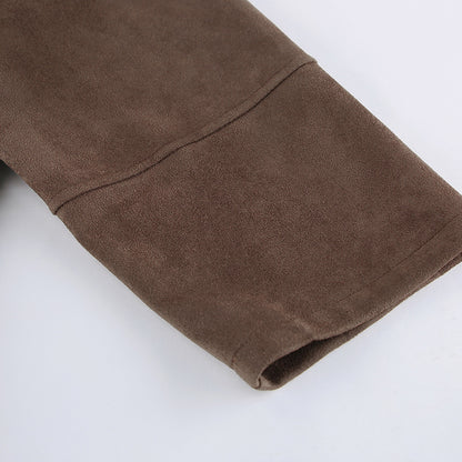Vintage Brown Suede Lapel Relaxed Jacket