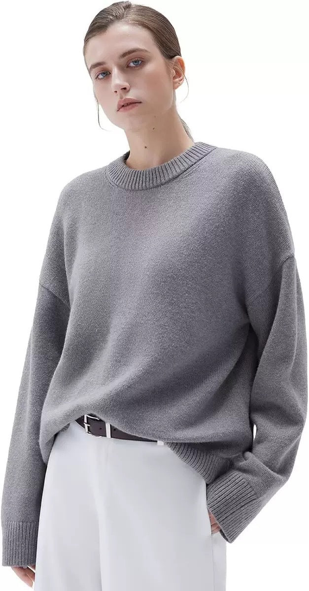 Adiffu Commuter-friendly Casual Solid-color Crew-neck Knitted Sweater