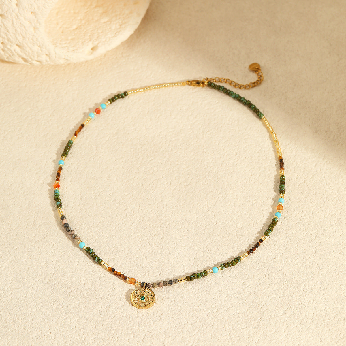 Adiffu Retro Natural Stone Necklace