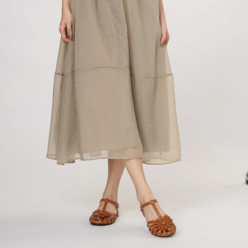 PetalGrace French Floral Low-Heel Sandals