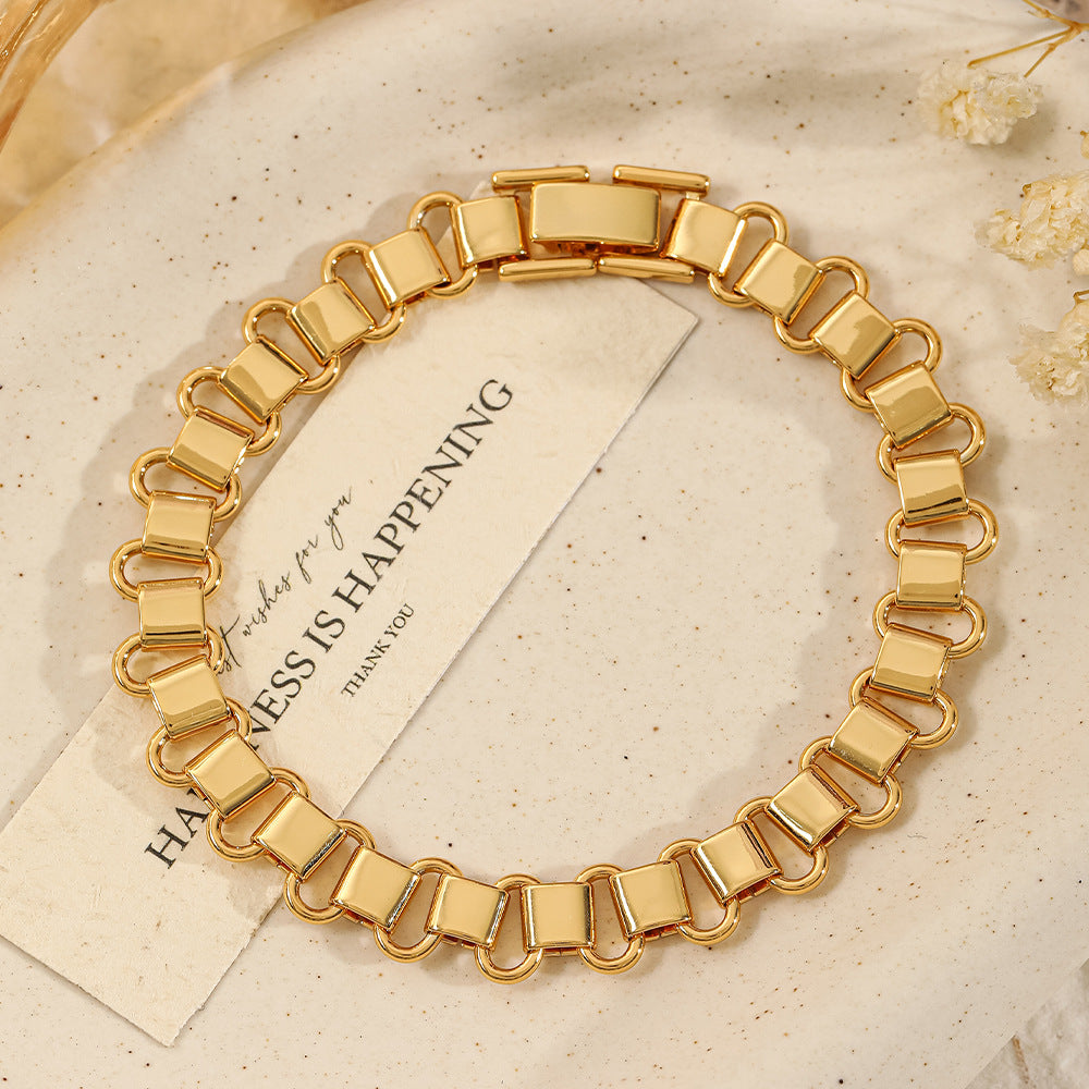 Adiffu Geometric Circular Metal Bracelet with Metal Bands