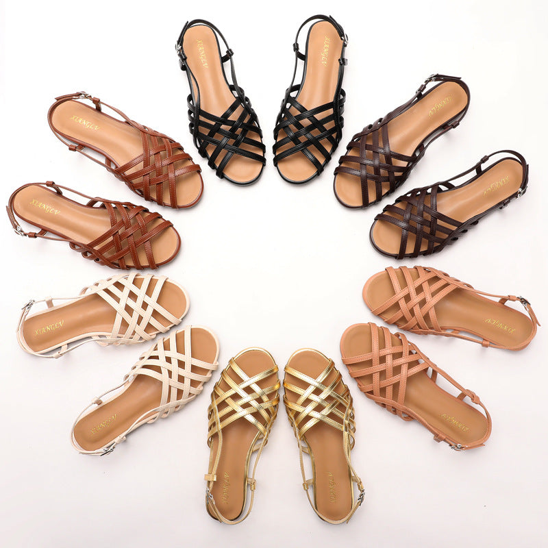 Aurelia Roman Weave Flat Sandals