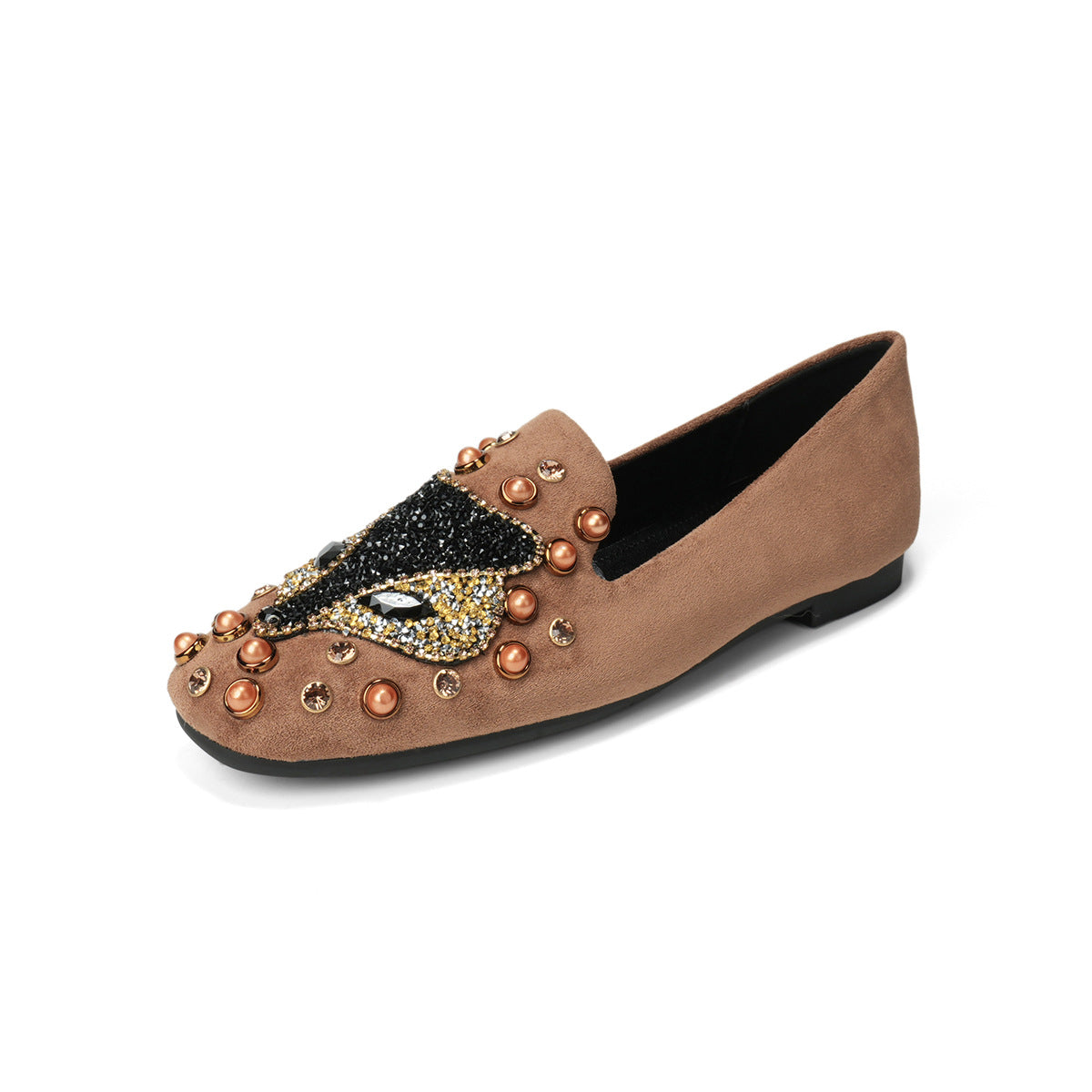 Adiffu Chic Studded Flat Loafers with Soft Comfort Sole