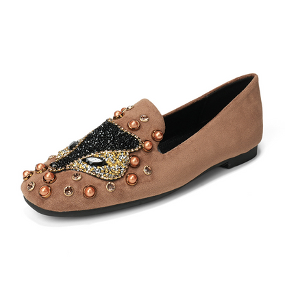 Adiffu Chic Studded Flat Loafers with Soft Comfort Sole