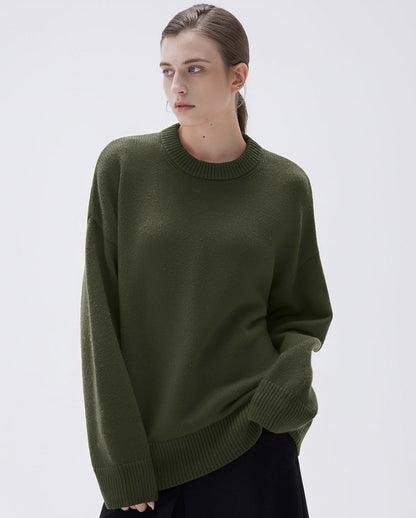 Adiffu Commuter-friendly Casual Solid-color Crew-neck Knitted Sweater