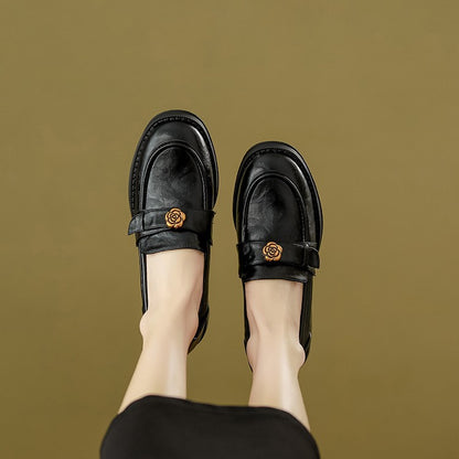 Adiffu Vintage Handmade Soft-Sole Chunky-Heel Loafers