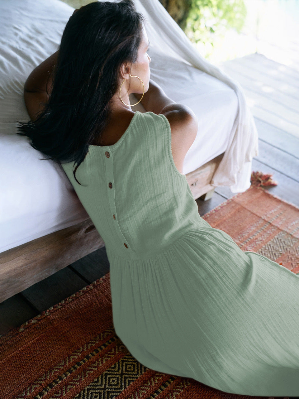 Élise Reversible Linen Midi Dress