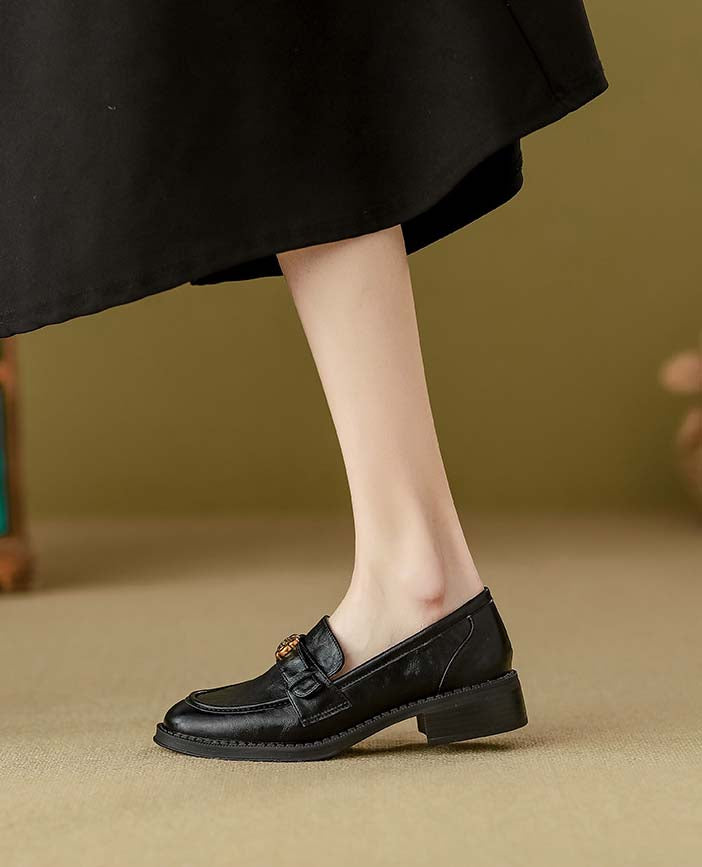 Adiffu Vintage Handmade Soft-Sole Chunky-Heel Loafers