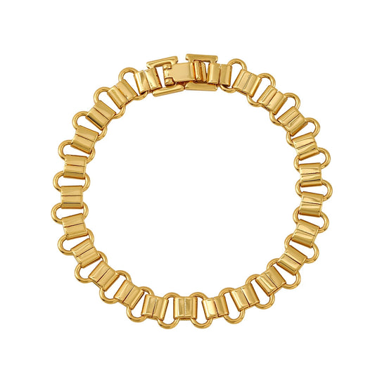 Adiffu Geometric Circular Metal Bracelet with Metal Bands
