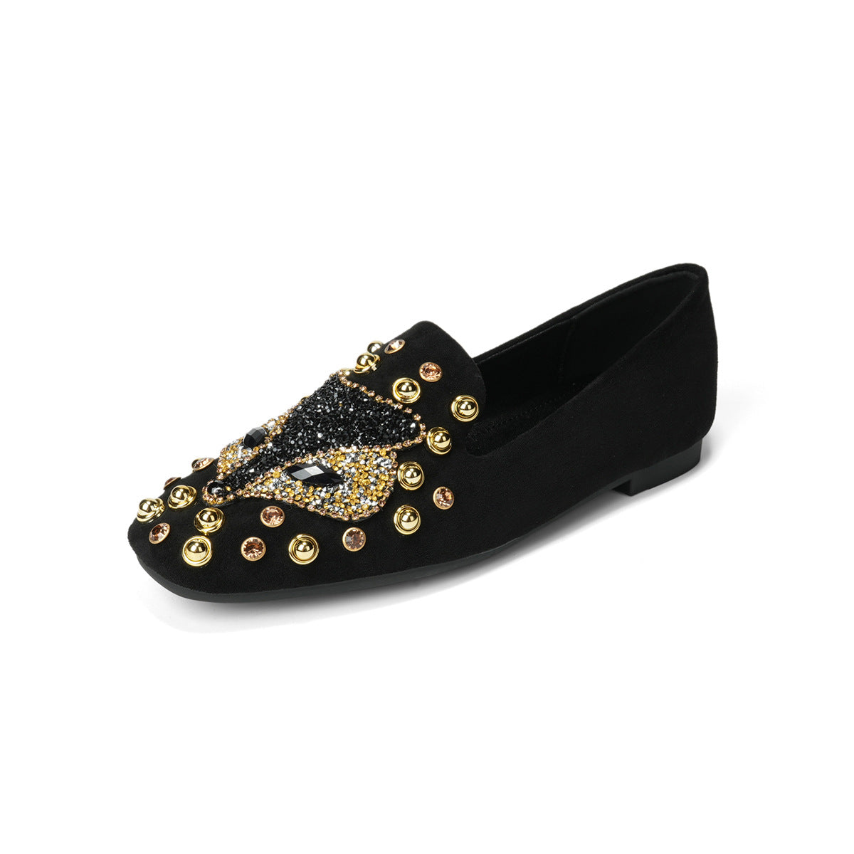 Adiffu Chic Studded Flat Loafers with Soft Comfort Sole
