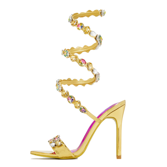 Adiffu Rhinestone High-heeled Sandals