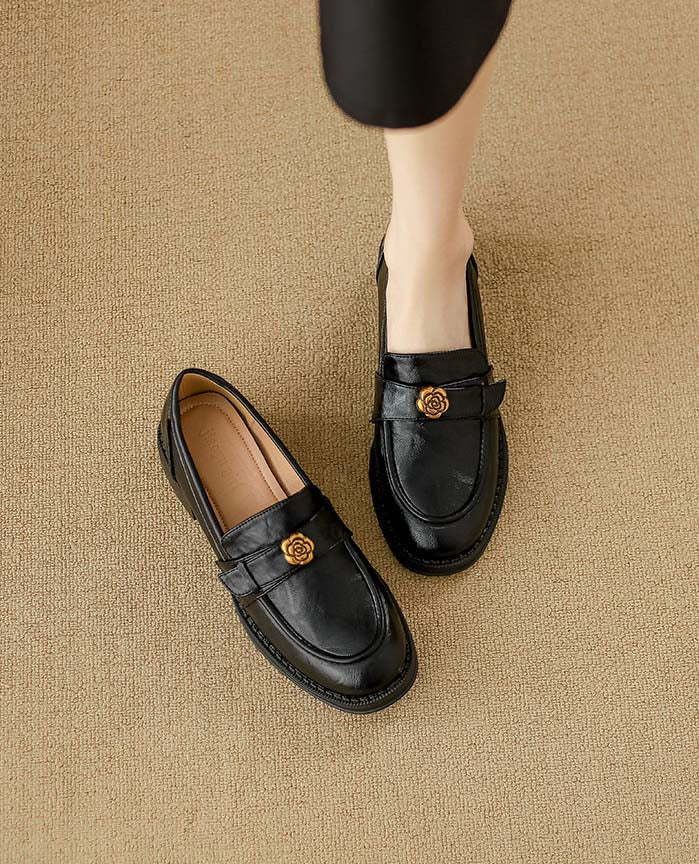 Adiffu Vintage Handmade Soft-Sole Chunky-Heel Loafers