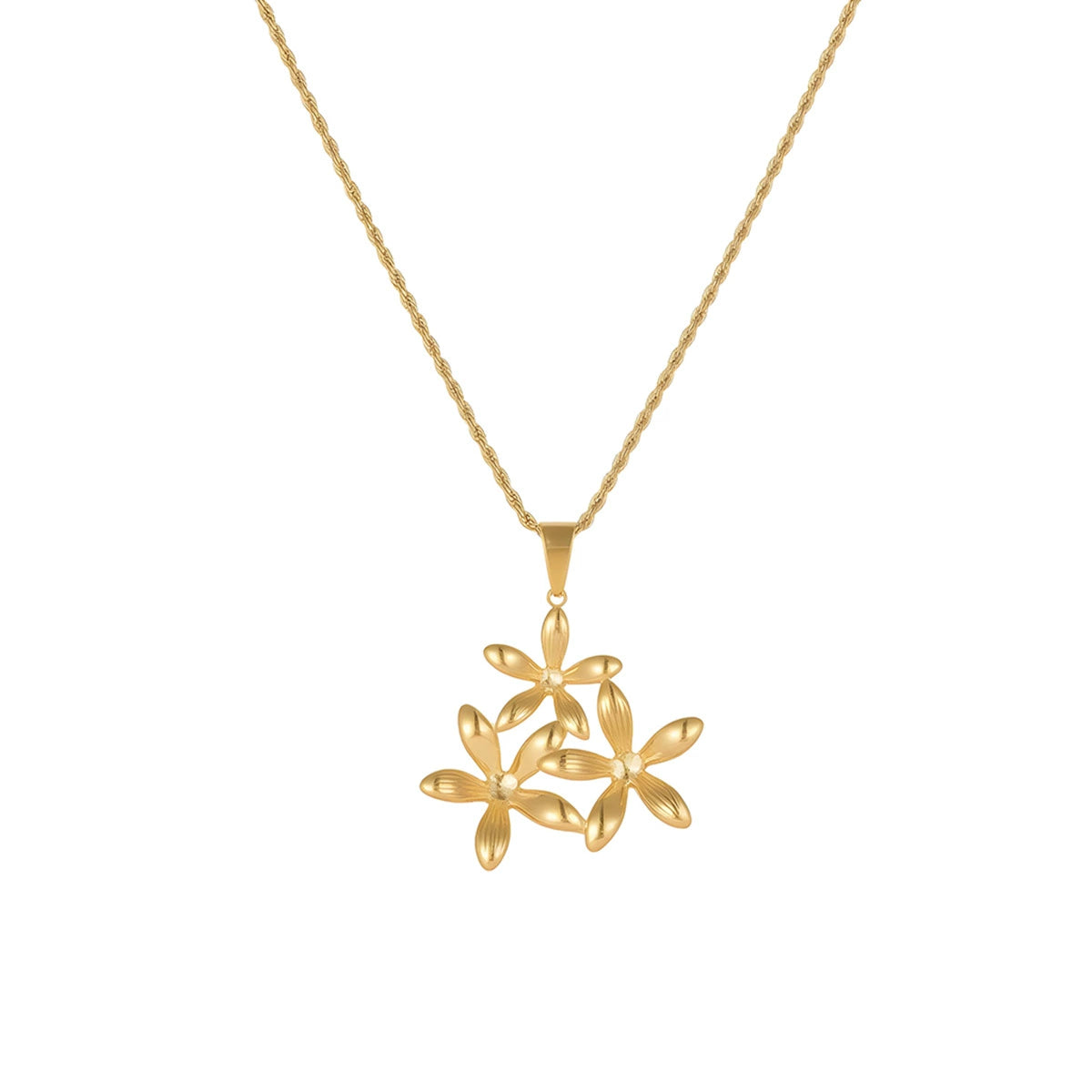 Adiffu Fashionable Hollowed-out Flower Pendant Collar Necklace