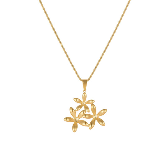 Adiffu Fashionable Hollowed-out Flower Pendant Collar Necklace
