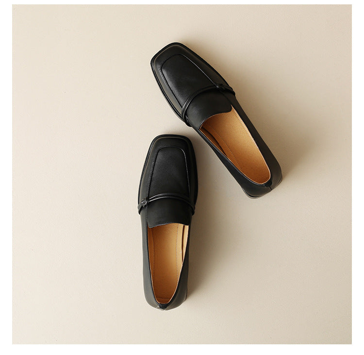 Adiffu Retro Square-Toe Loafers for Women, Vintage Casual Office Work Shoes for Everyday Wear