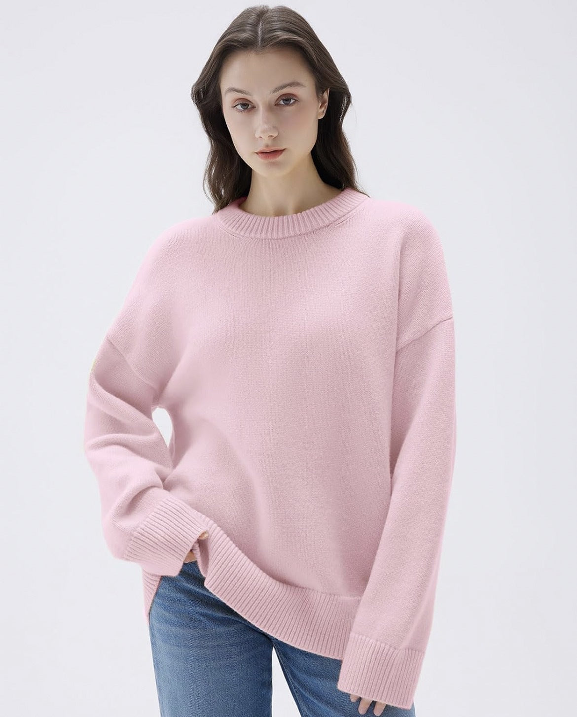Adiffu Commuter-friendly Casual Solid-color Crew-neck Knitted Sweater