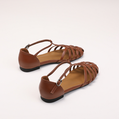 BreezeWeave Breathable Woven Closed-Toe Flat Roman Sandals for Women