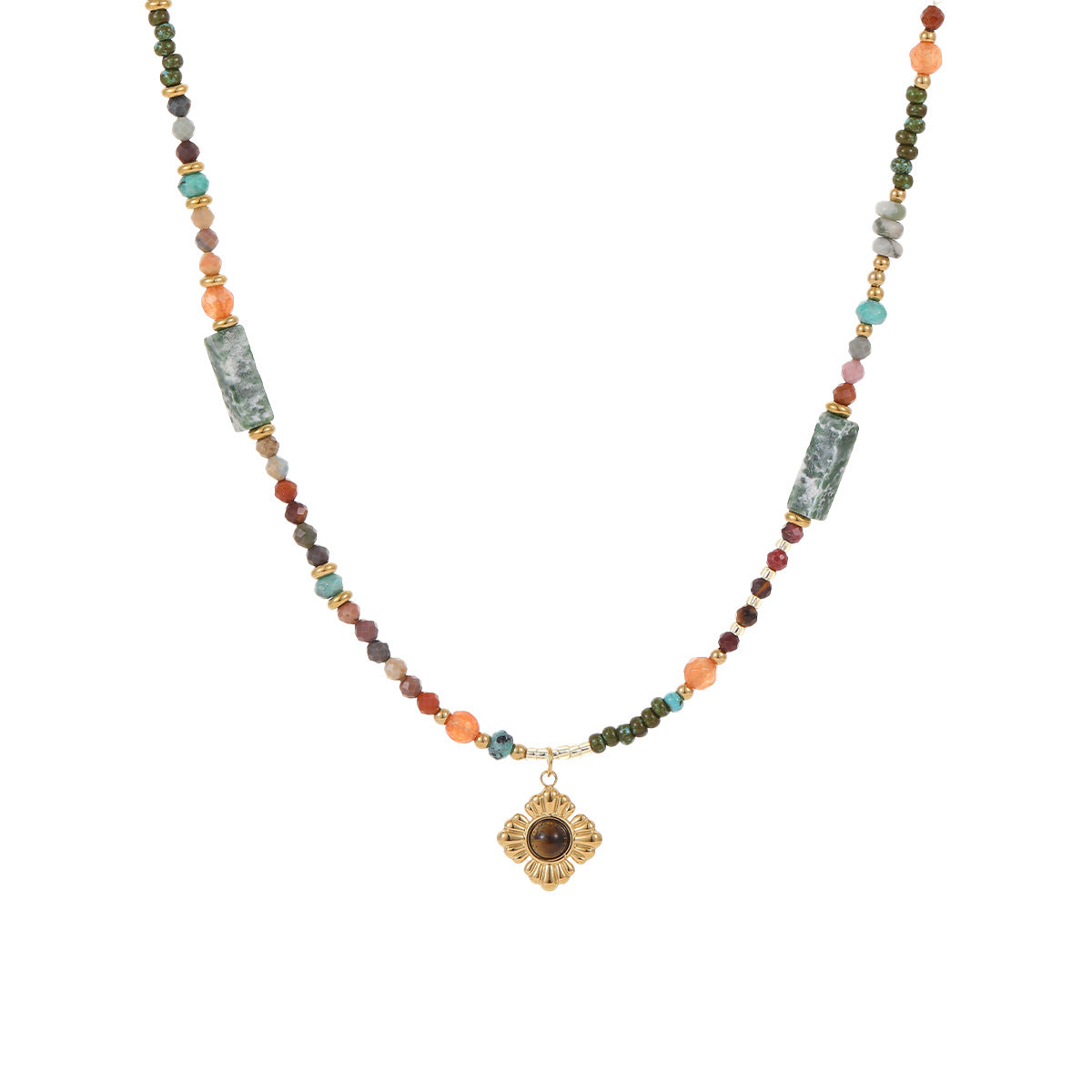Adiffu Retro Natural Stone Necklace
