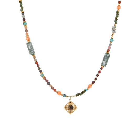 Adiffu Retro Natural Stone Necklace