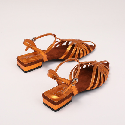 Selene Woven Roman Low-Heel Sandals