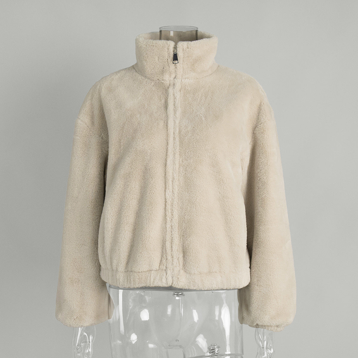 Women’s Warm Stand Collar Zip-Up Faux Fur Jacket