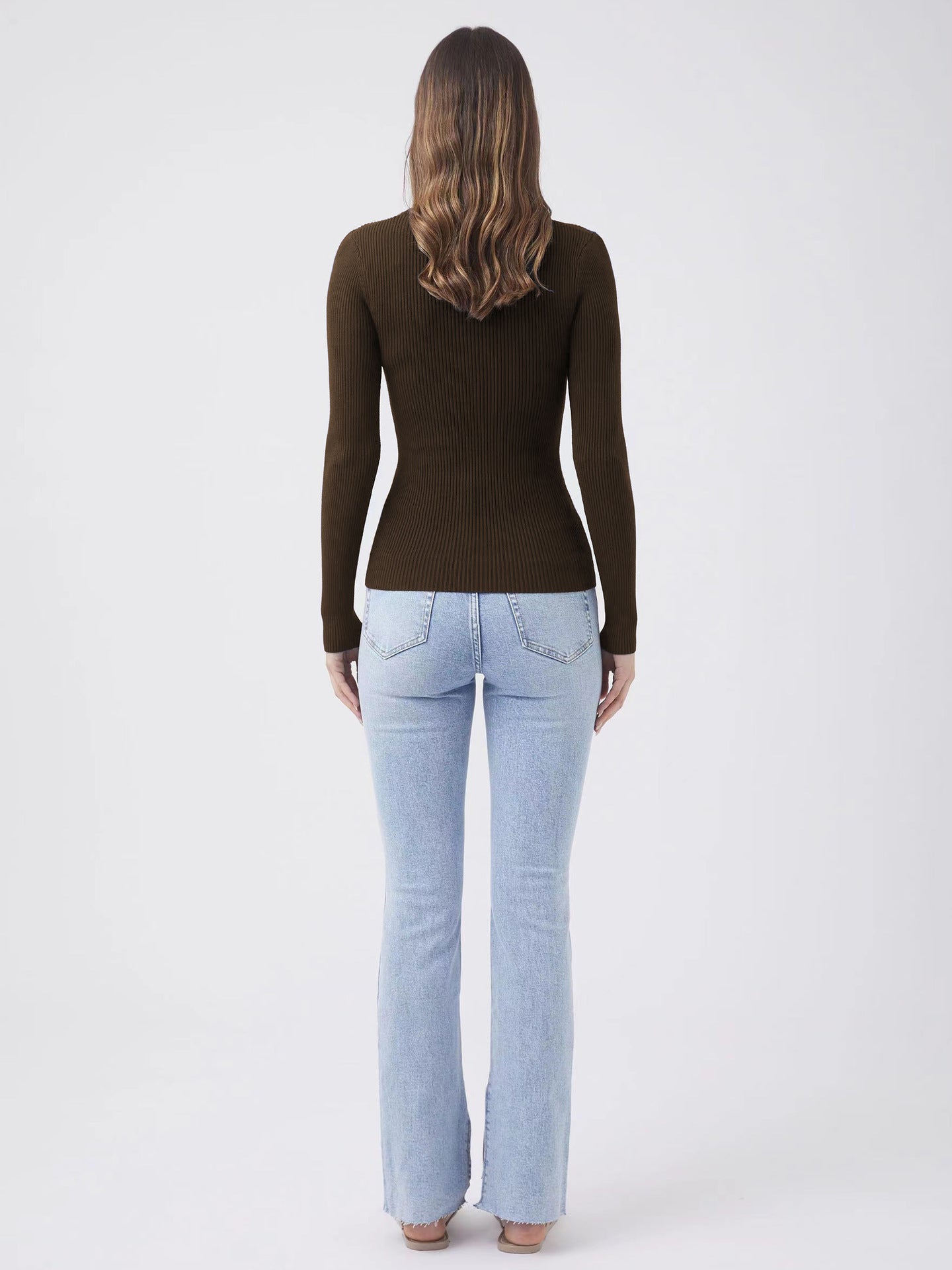 Adiffu Ribbed V-Neck Buttoned Slim-Fit Long Sleeve Tee for Women – Stretchy Casual Basic Layering Top, Figure-Flattering Rib Knit T-Shirt