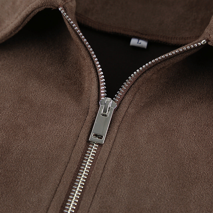 Vintage Brown Suede Lapel Relaxed Jacket