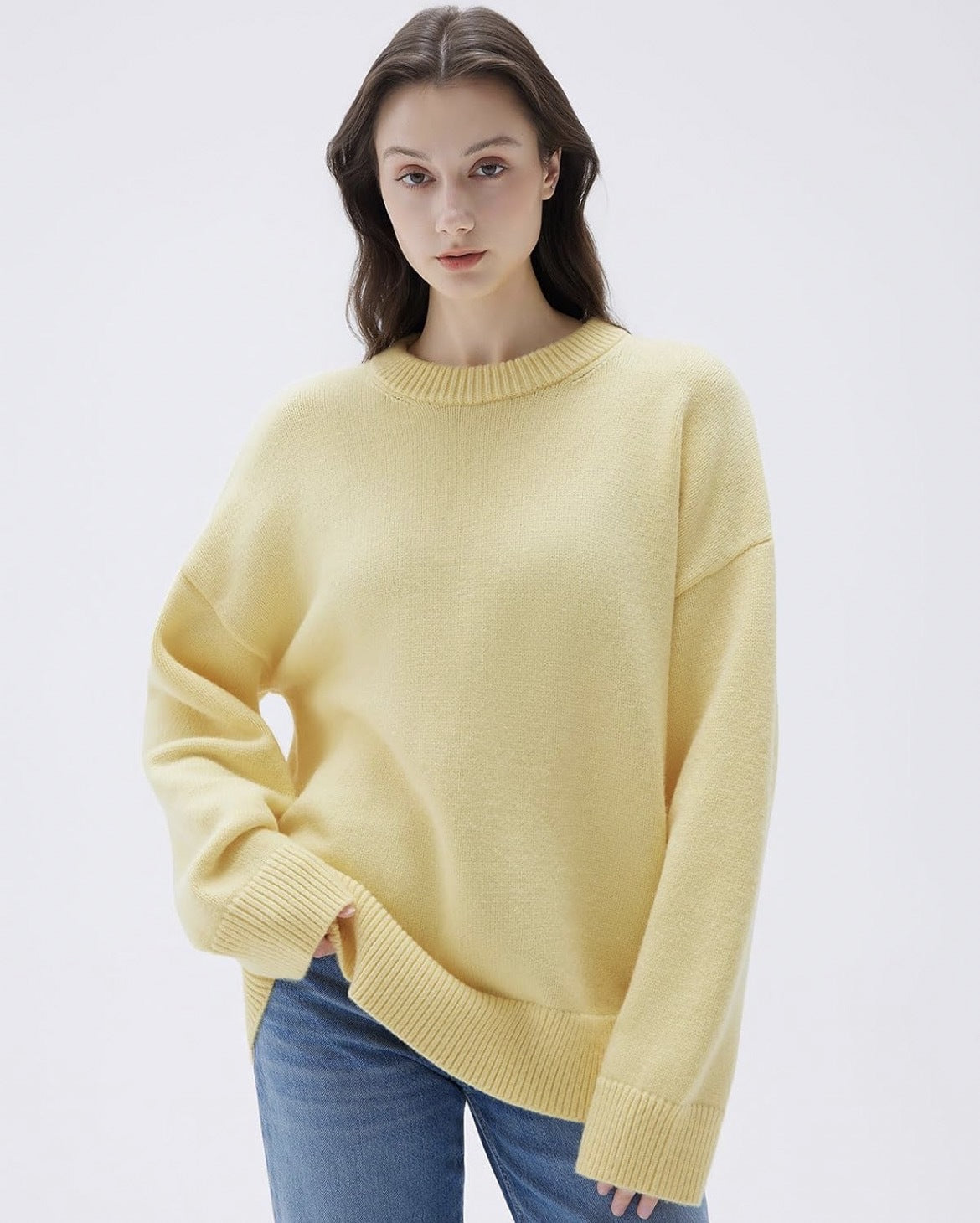 Adiffu Commuter-friendly Casual Solid-color Crew-neck Knitted Sweater