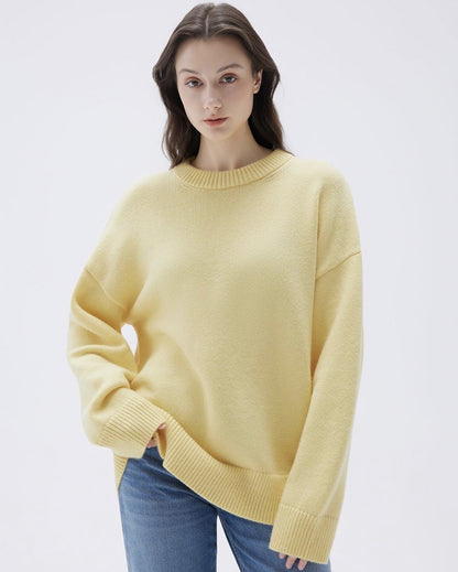 Adiffu Commuter-friendly Casual Solid-color Crew-neck Knitted Sweater